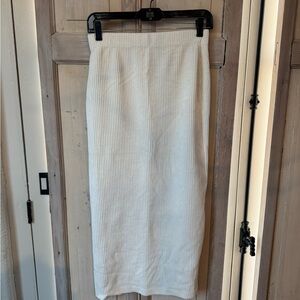 Free People Ribbed Midi Cream Skirt